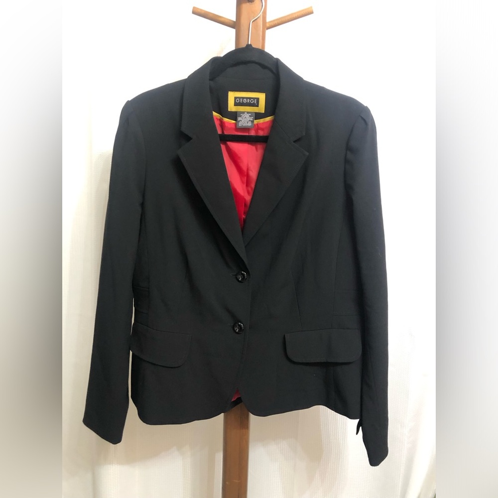 George Women's Classic Black Blazer with Red Lining